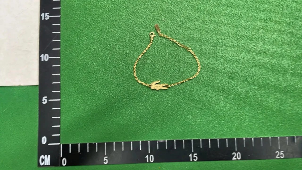 Lacoste Croc Charm Chain Bracelet & Link Bracelet Set [3 Colors: Gold, Silver, Black]