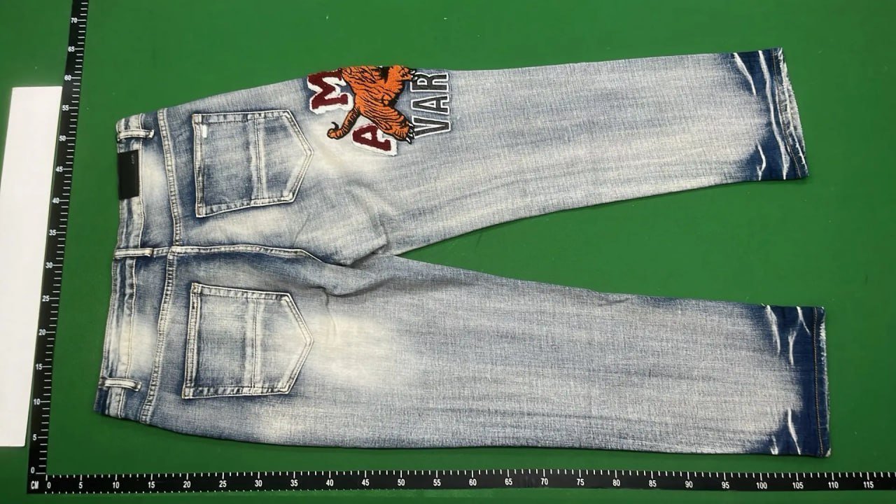 Amiri Angel Print Distressed Jeans