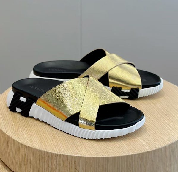 Hermes H Pattern Slide Sandals