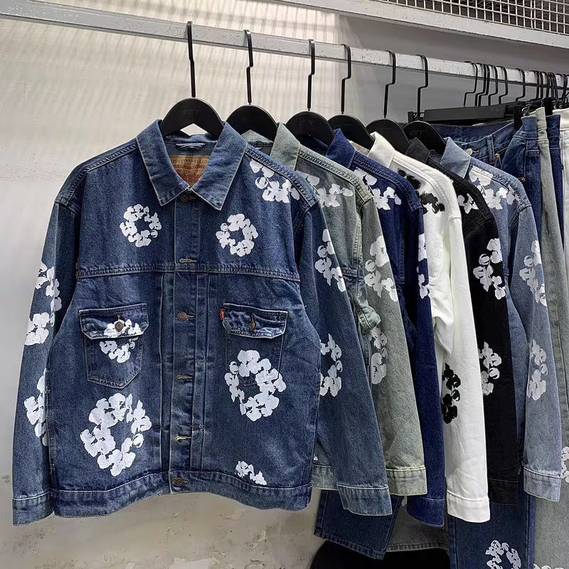 Off-White x Levi's Flower Print Denim Jacket & Jeans Set [White/Blue/Black Options]