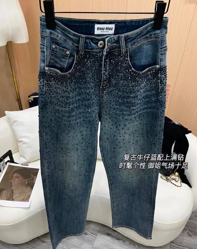 Miu Miu Rhinestone Embellished Jeans [2 styles]