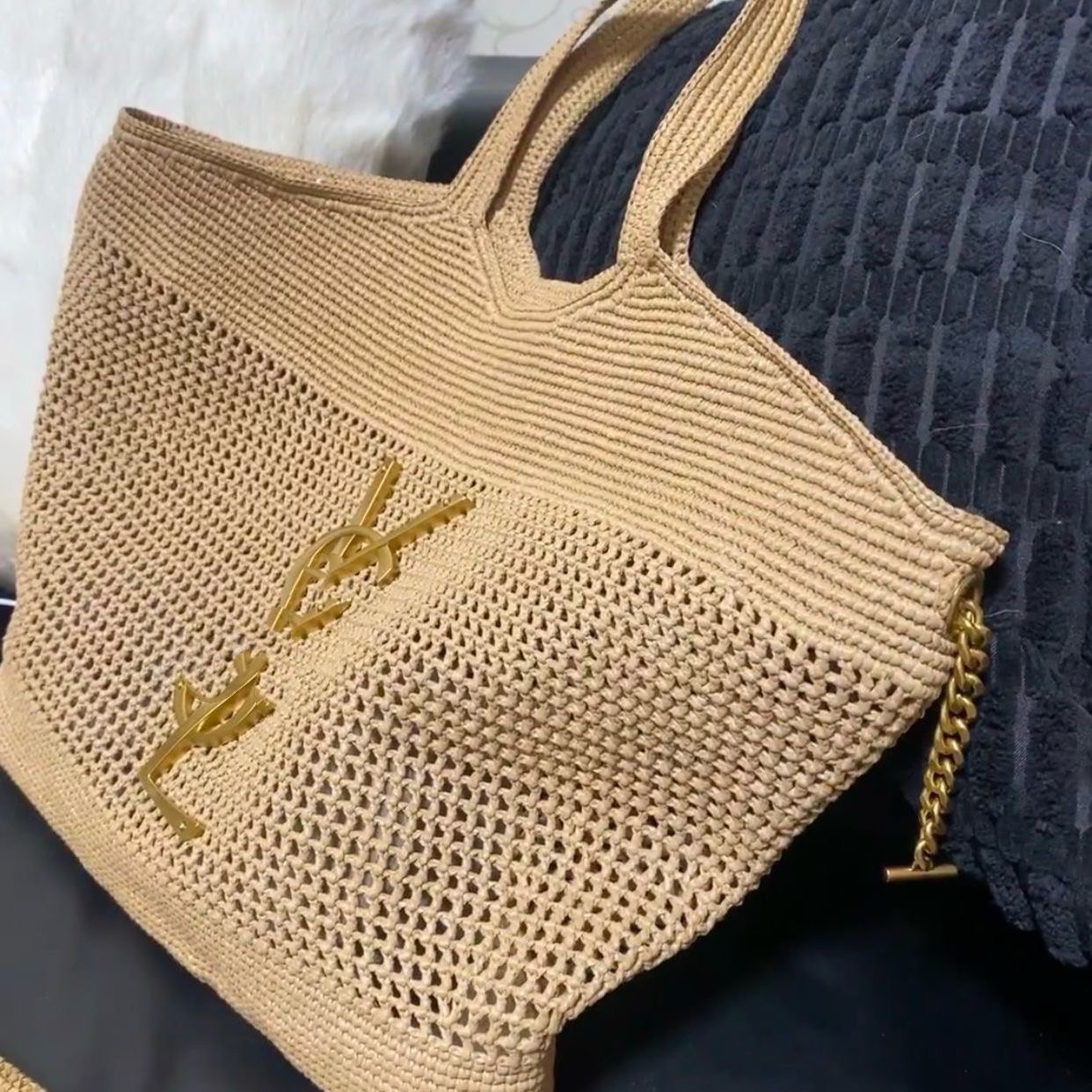 Saint Laurent Raffia Tote Bag