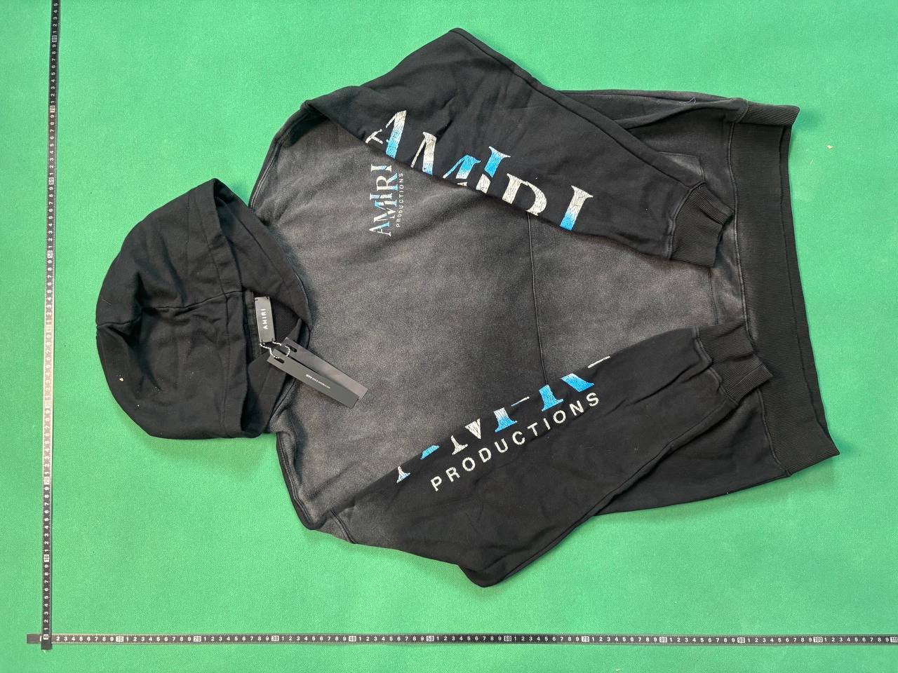 AMIRI Productions Washed Hoodie with Abstract Theater Mask & Rose Print